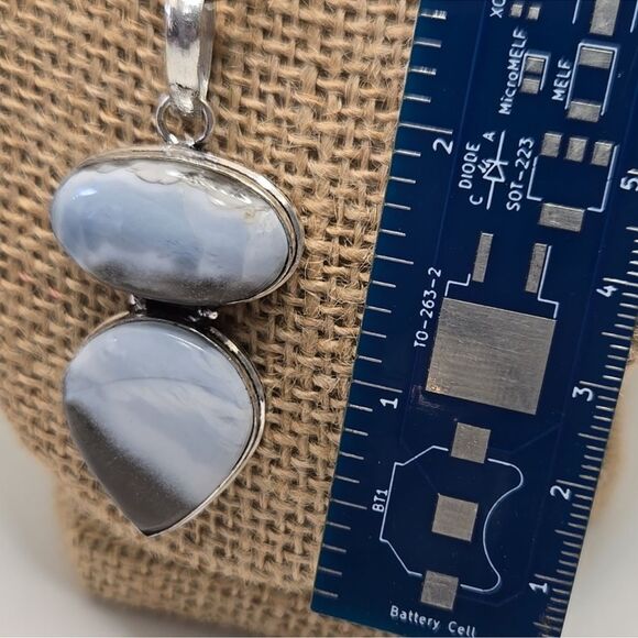 Blue Owyhee Opal Pendant handmade with organza pouch and satin cord necklace - Picture 4 of 5